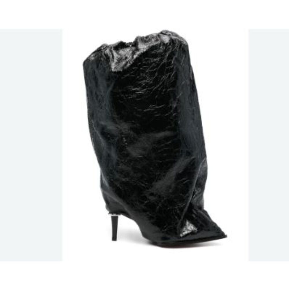 Alexander McQueen Women's Black 60 mm Leather Bag High Boots 37.5 NIB 2,890